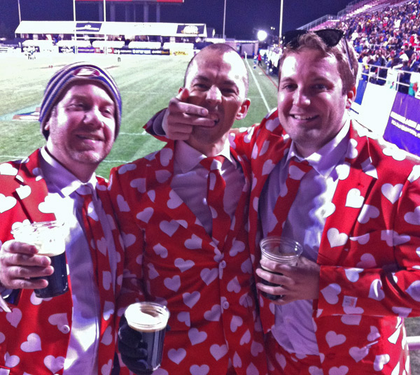 Former Brit rugger Don Sharpy (middle) brought some inebriated friends.