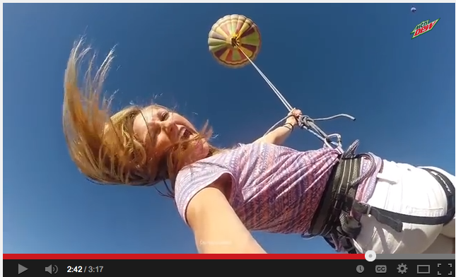 GERONIMO!!! Sarah Romero after a 200-foot step off a balloon.