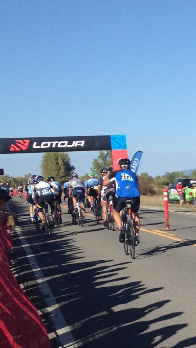 COLLECTING CRAMPS — Riders in the annual LOTOJA bicycle race hit the road.